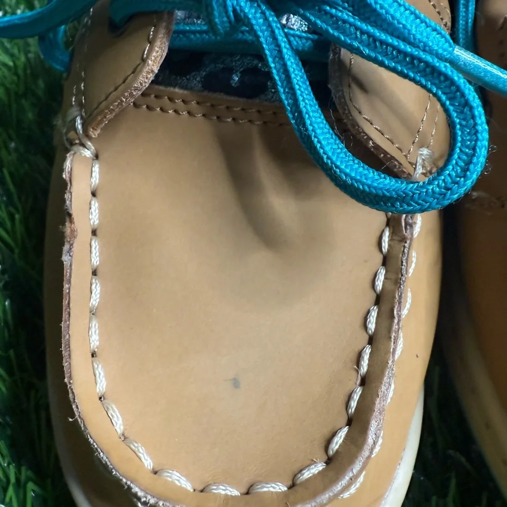 Austin Trading Co Kids Tan and Blue Boat Shoes